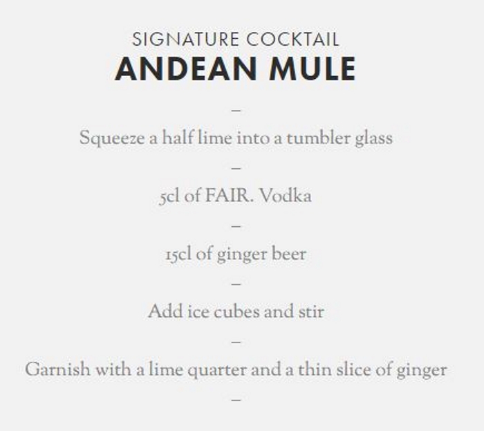 FAIR Quinoa Vodka cocktail recipe Andean Mule