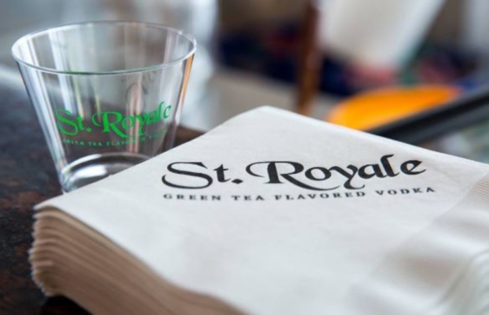 Green Tea Vodka drink and napkin