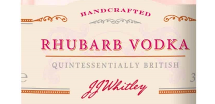 JJ Whitley rhubarb vodka bottle detail