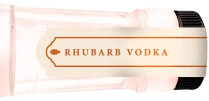 JJ Whitley rhubarb vodka bottle detail