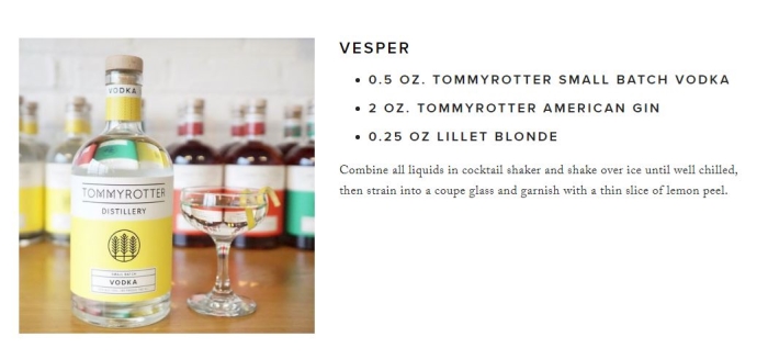 Tommyrotter Vodka Vesper Cocktail