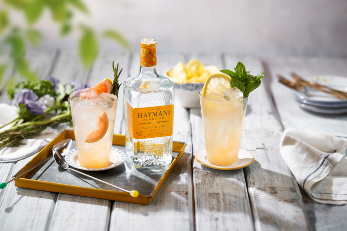 Hayman's Exotic Citrus Gin bottle and cocktail