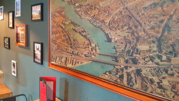 Map of Newport on the wall In the Spirit of Wales Distillery