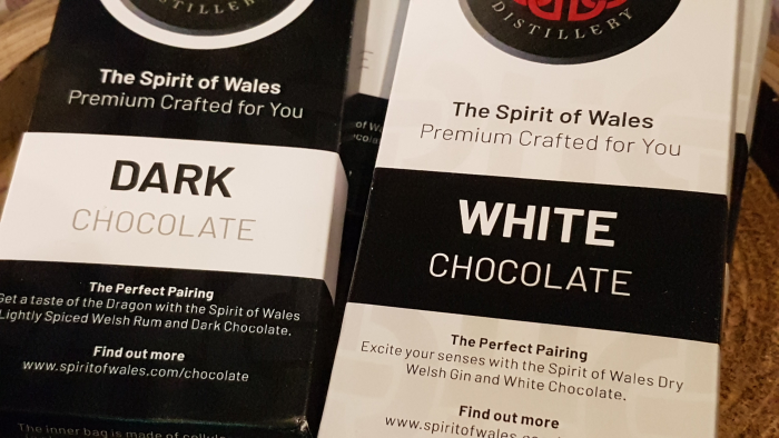 Bars of chocolate for sale in the Spirit of Wales Distillery in Newport, South Wales