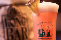 A Singapore Sling Gin Cocktail in the Long Bar at Raffles Hotel in Singapore