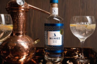 Minke Irish Gin and Gin Glass and miniature still