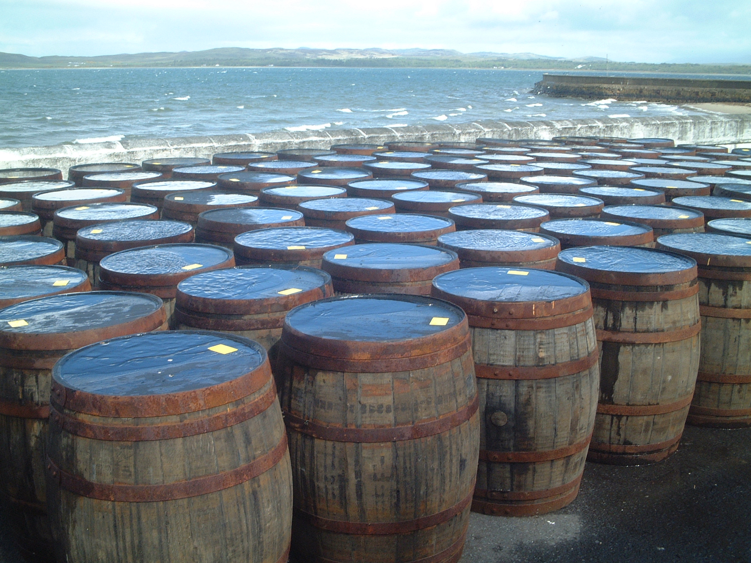 Barrels at Bowmore Distillery on Islay in Scotland