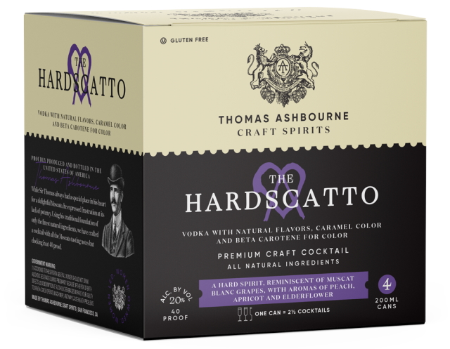 4-pack of Hardscatto cocktails in a can