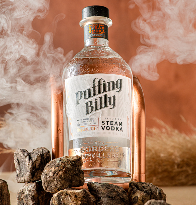 Scottish Borders Distillery Hawick Puffing Billy Steam Vodka bottle