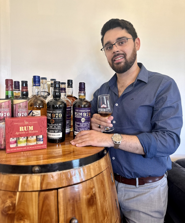 Madeiran Rum expert Harold Vieira with a collection of Madeiran Rums