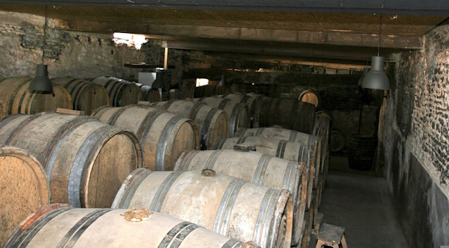 Calvados Barrels in a Cellar