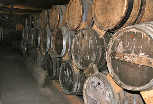 Calvados Barrels in a Cellar