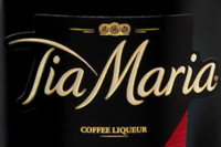 Detail from the label of A bottle of the Tia Maria coffee liqueur