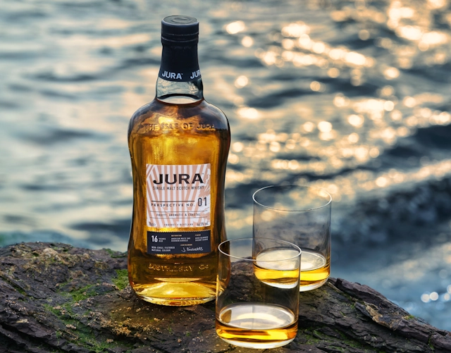 Jura Whisky bottle and glasses of whisky