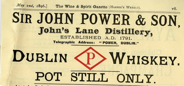 Old Newspaper Advert for Powers Irish Whiskey