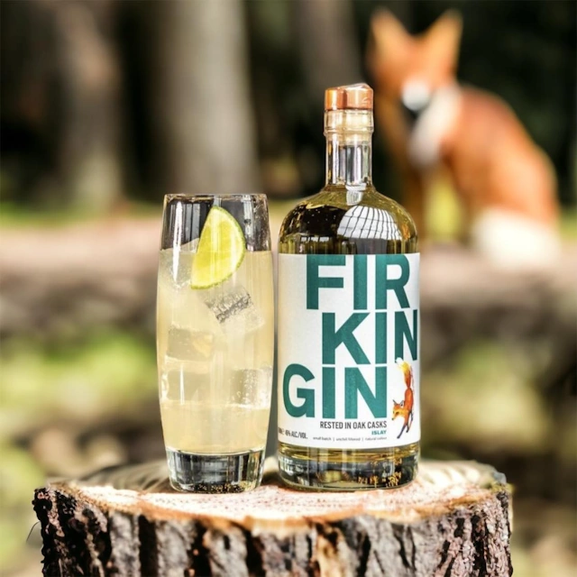 Firkin Gin Bottle and Cocktail